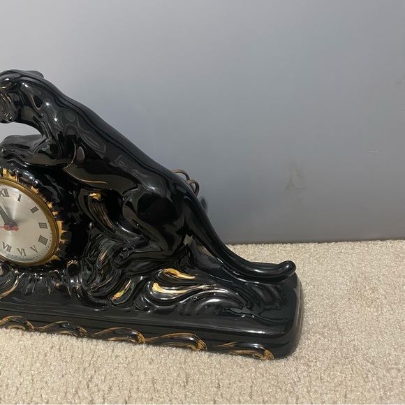 SESSIONS Wall Decor Vintage Black Panther Clock Mid Century 95s